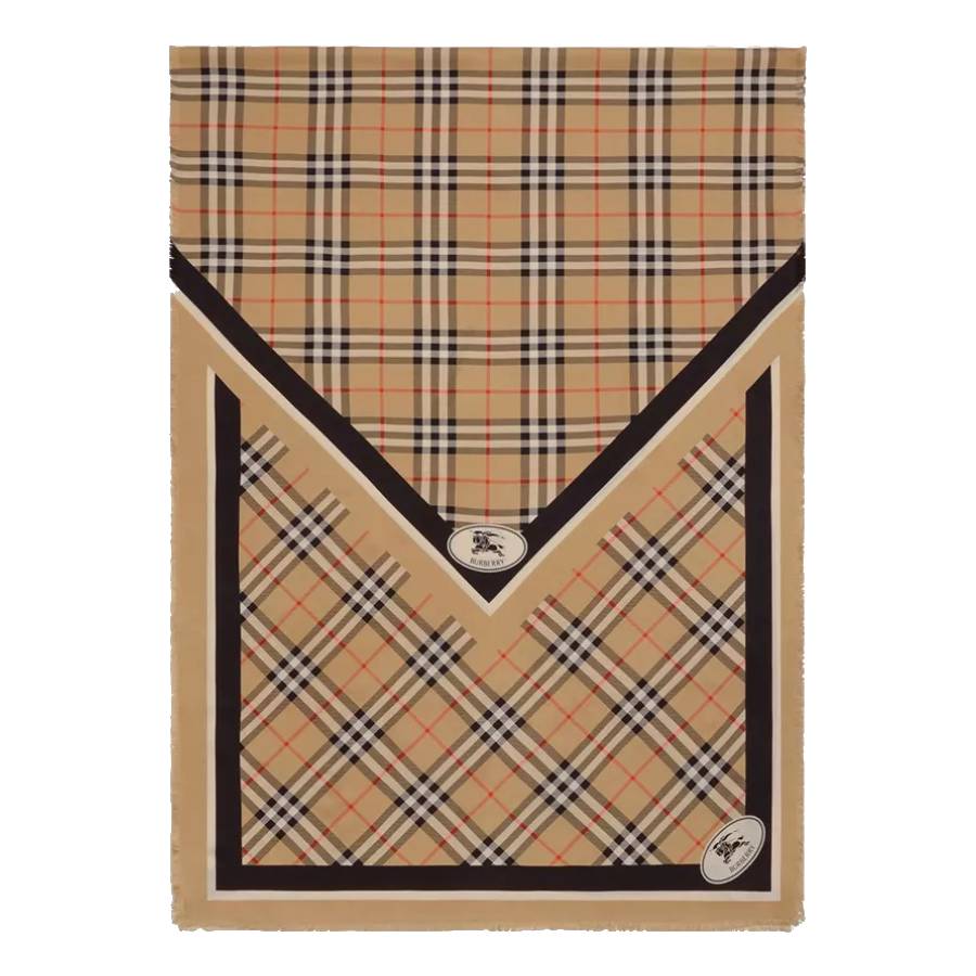 Burberry Check Knight Stamp Silk Scarf