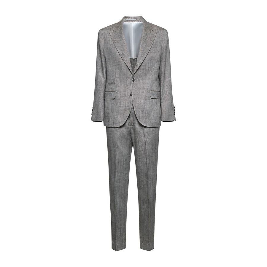 Brunello Cucinelli Gray Silk Linen Tailored Suit