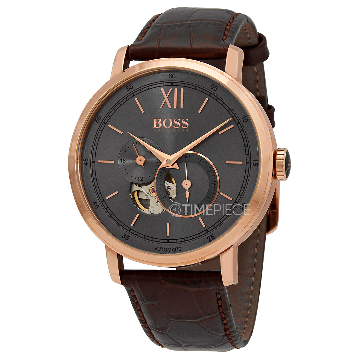 Uganda butiksindehaveren Sund mad Hugo Boss Signature Timepiece Automatic Grey Dial Mens Watch 1513506