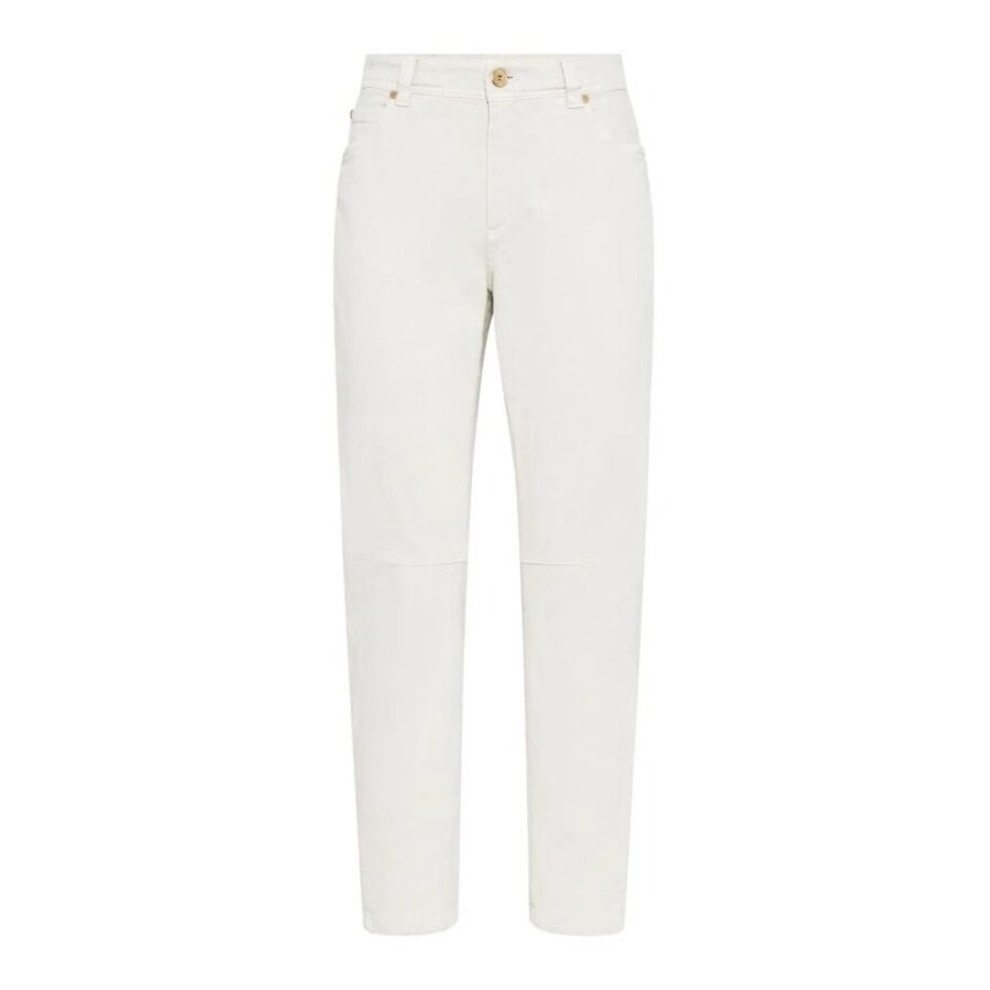 Brunello Cucinelli Wooff White Straight Leg Trousers