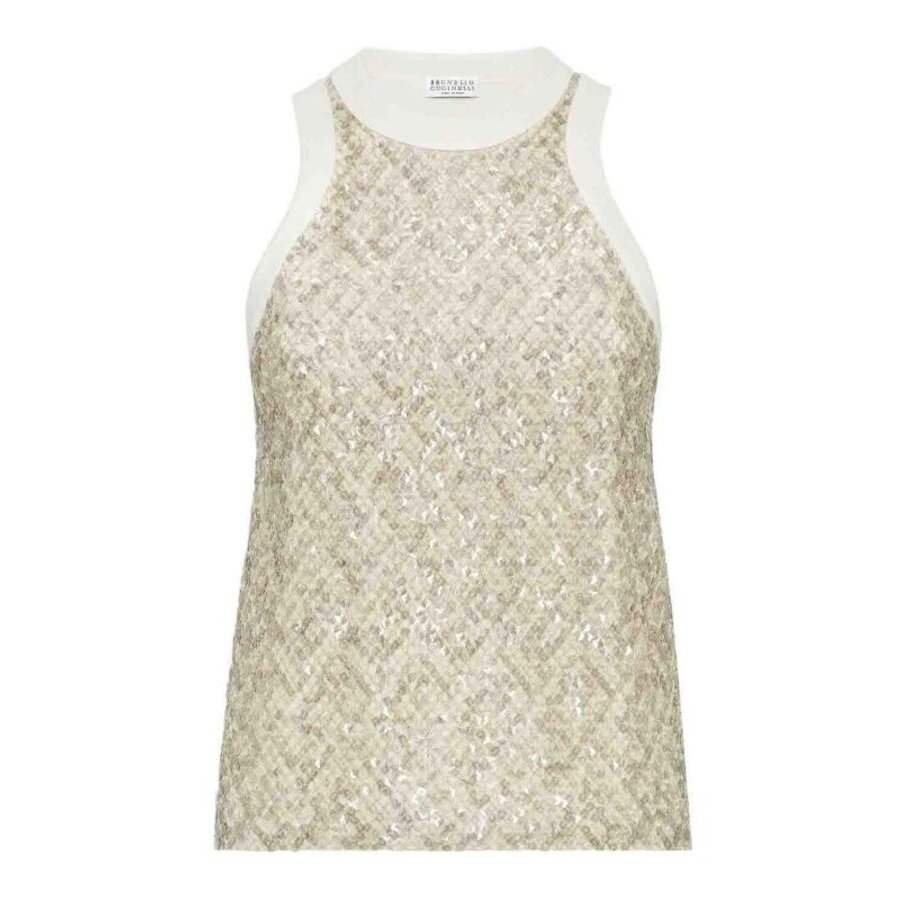 Brunello Cucinelli Wowarm White Sequined Shirt