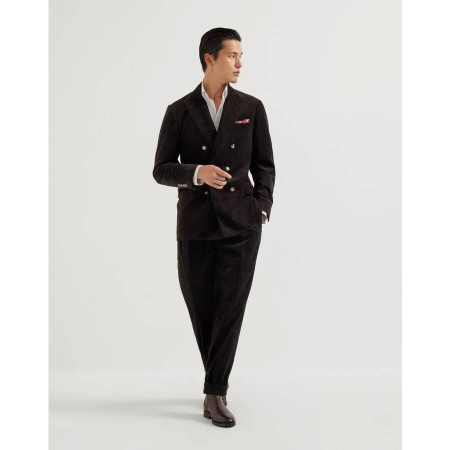 Brunello Cucinelli Mens Black Wool Blend Double Breasted Suit