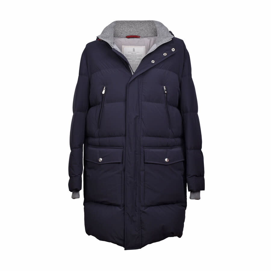 Brunello Cucinelli Quilted Down-Filled Down Jacket — Navy