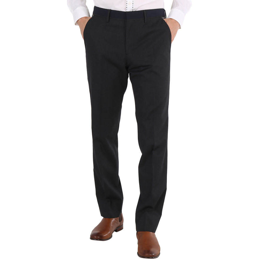 Burberry Mens Charcoal Classic-Fit-Panelled Wool Tailored Trousers