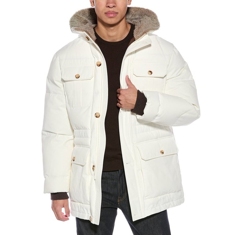 Brunello Cucinelli Cashmere-Lined Padded Down Jacket — White