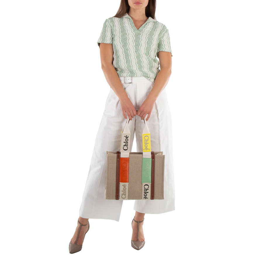 Chole Woody Logo Tape Tote Bag