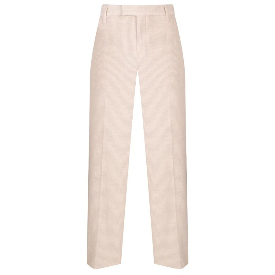 Brunello Cucinelli Ivory Corduroy Tailored Trousers
