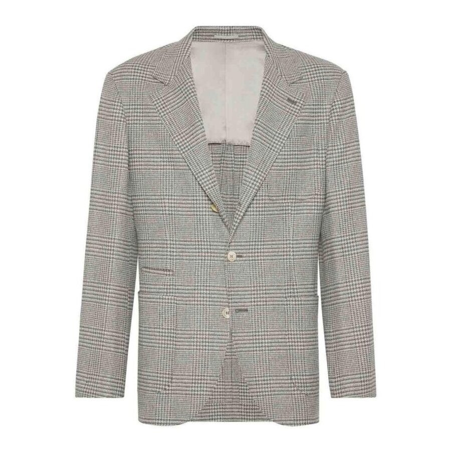 Brunello Cucinelli Gray Plaid Deconstructed Blazer