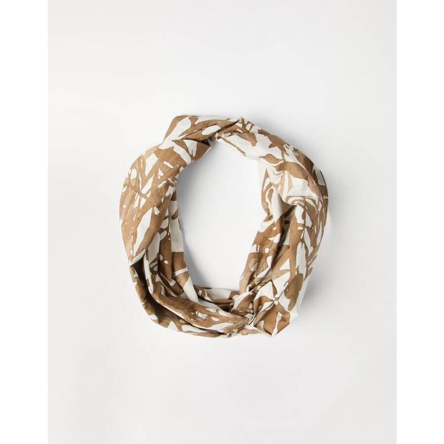 Brunello Cucinelli Women's Brown White Printed Scarf