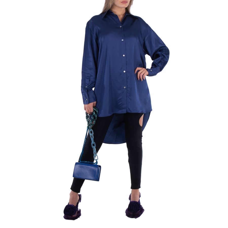 Mm6 Maison Margiela Oversized Satin Cut-Out Shirt