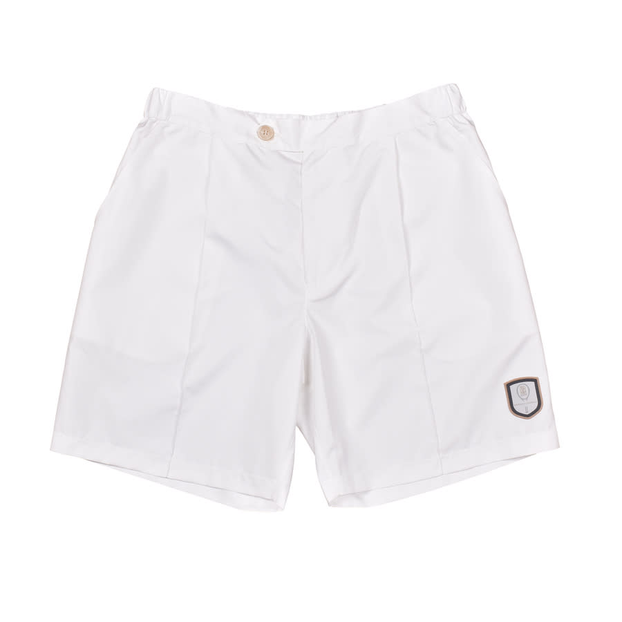 Brunello Cucinelli White Tailored Shorts With Logo Patch