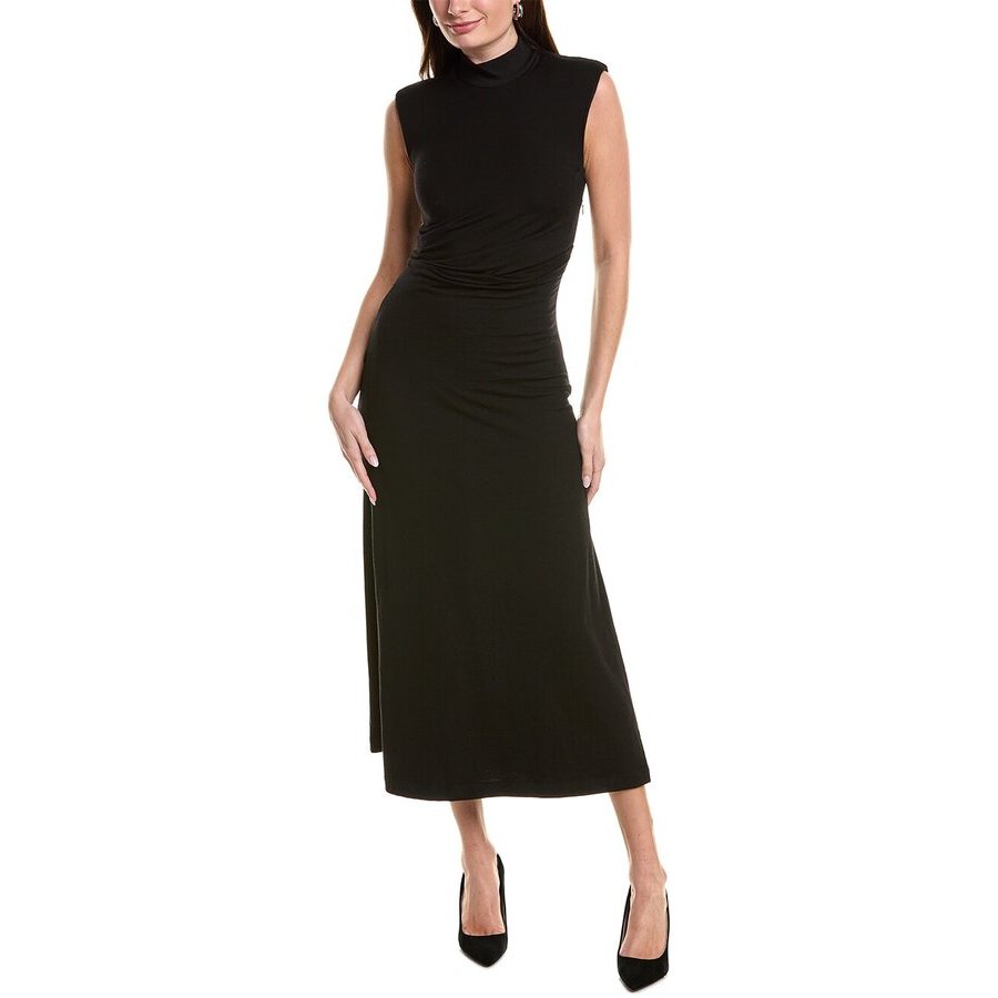Brunello Cucinelli Women's Black Wool Sleeveless Turtleneck Midi Dress