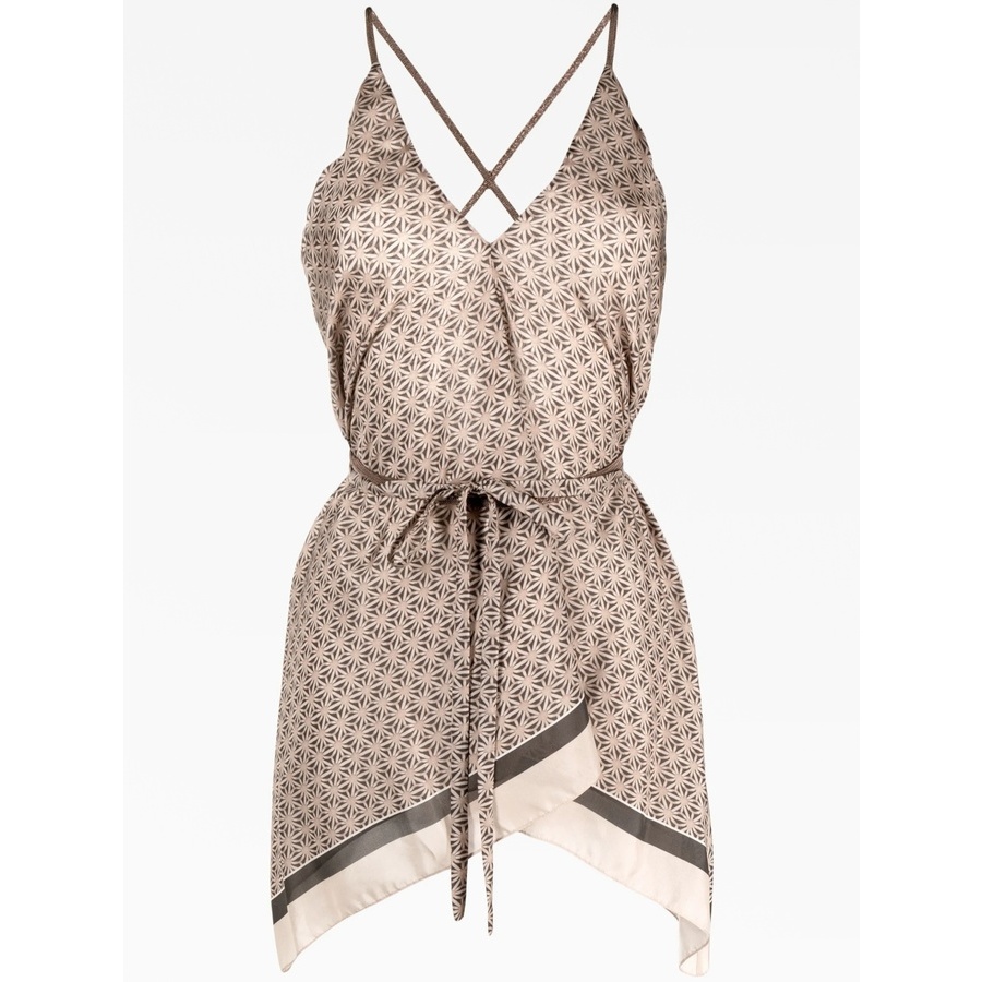 Brunello Cucinelli Women's Beige Patterned Silk Camisole Top