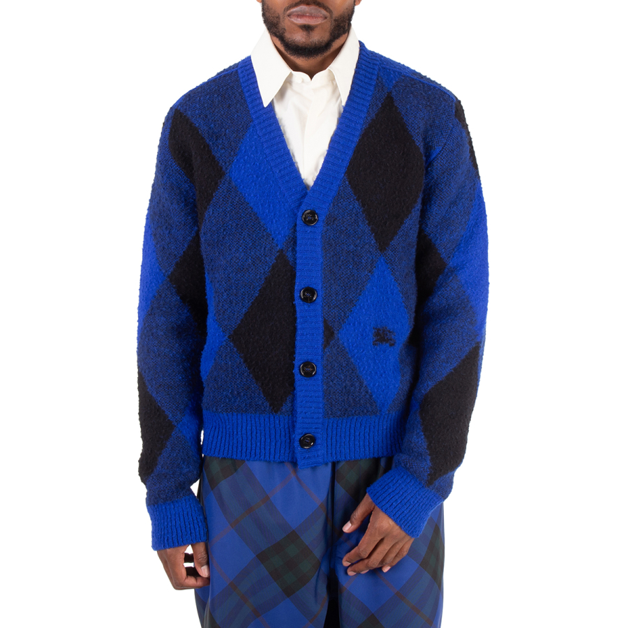 Burberry Argyle-Check Wool Cardigan
