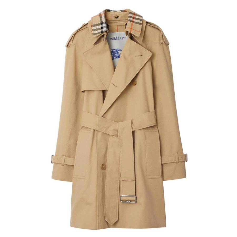 Burberry Short Gabardine Belted Trench Coat