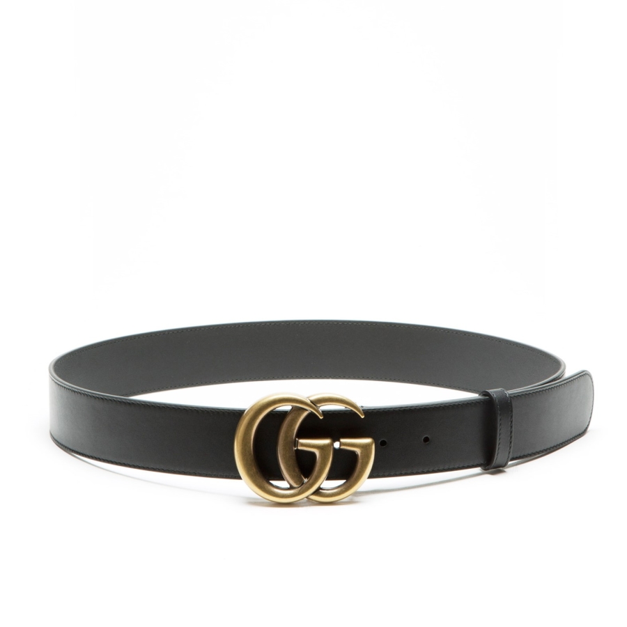 Gucci Ladies Black Double G Buckle Belt