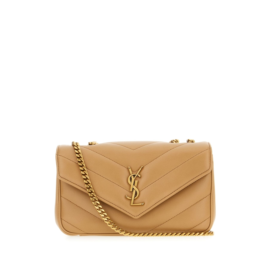 Saint Laurent Cappuccino Nappa Leather Small Loulou Shoulder Bag