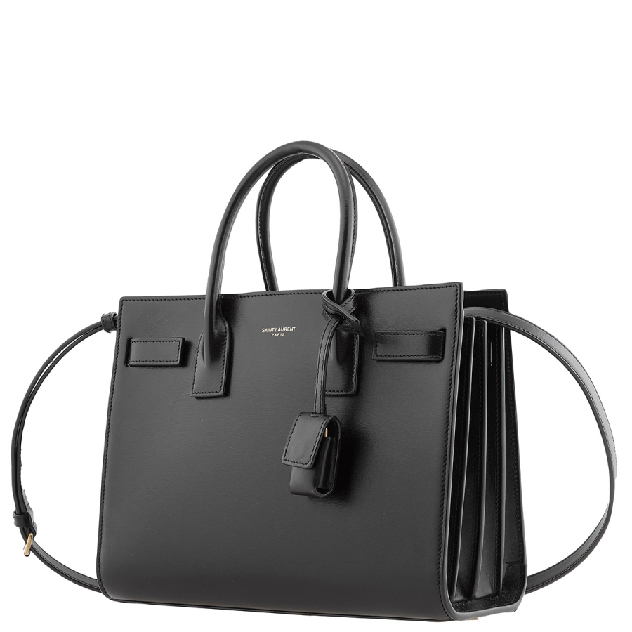 Saint Laurent Black Smooth Leather Baby Sac De Jour Tote