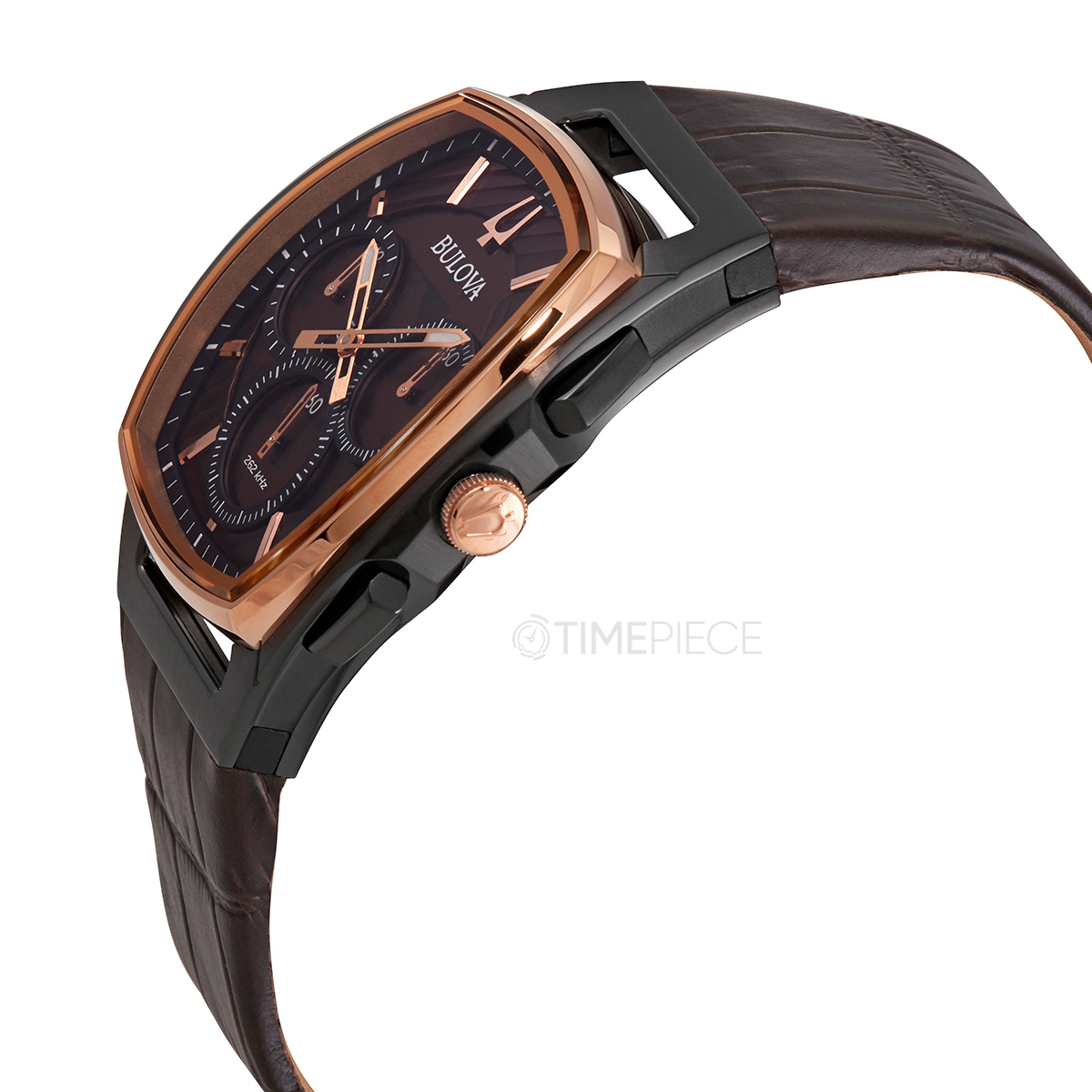 Bulova Curv Chronograph Quartz Brown Dial Mens Watch 98A264