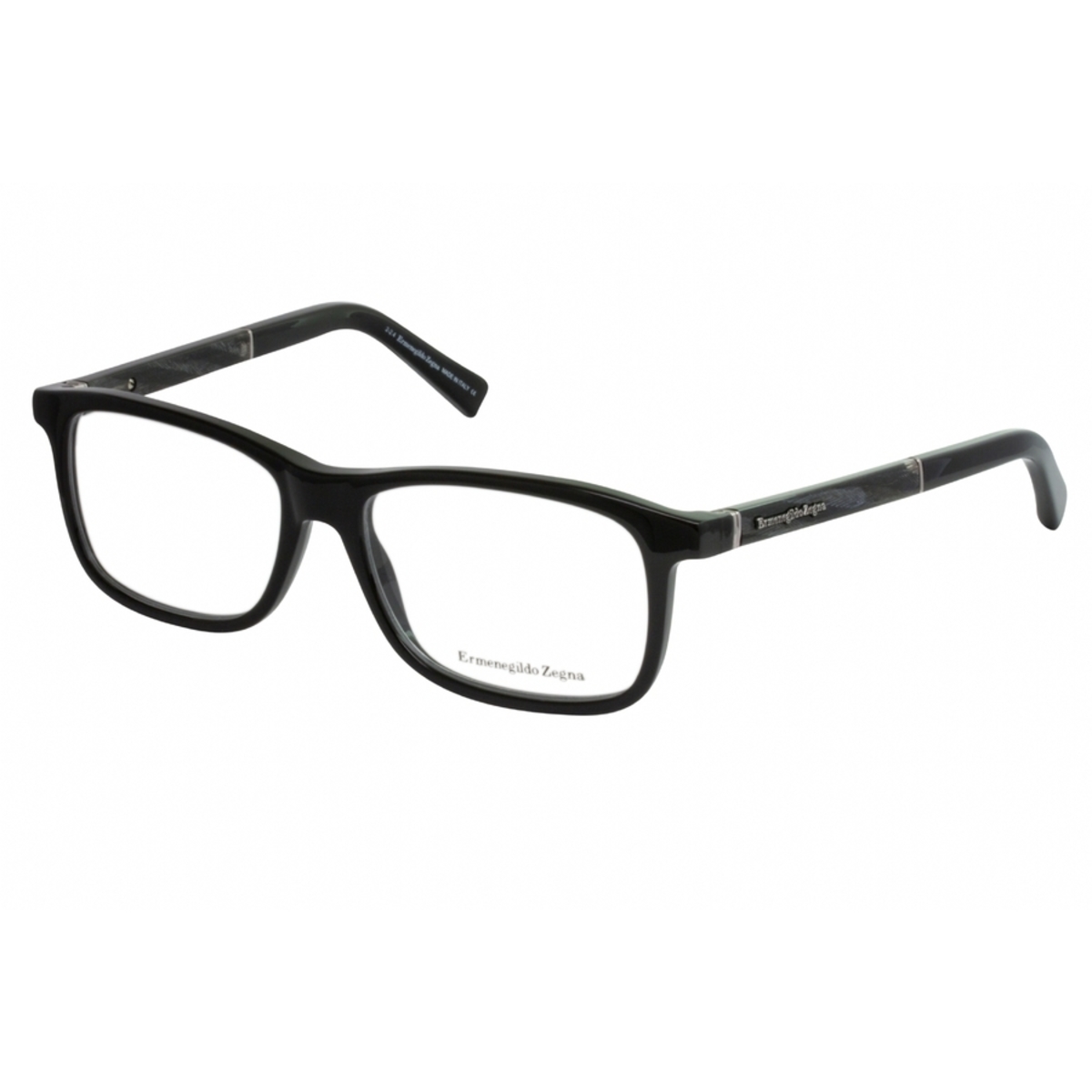 Ermenegildo Zegna Unisex Black Rectangular Eyeglass Frames EZ5013555