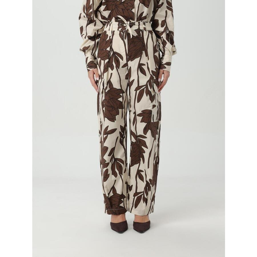 Brunello Cucinelli Cream Floral Wide Leg Trousers