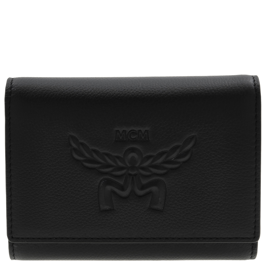 MCM Embossed Logo Small Himmel Trifold Wallet