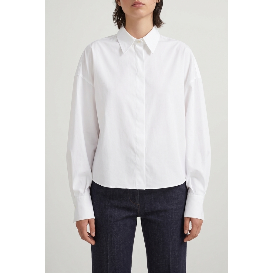 Brunello Cucinelli Oversized Cotton Shirt — White