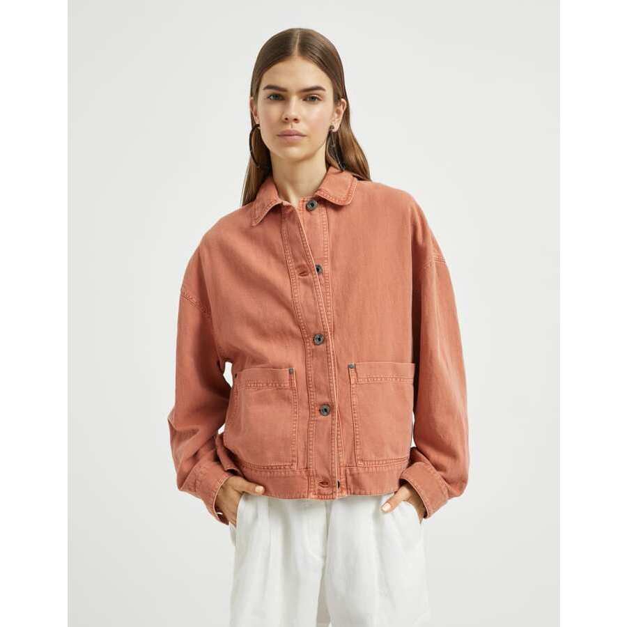 Brunello Cucinelli Women's Rust Oversized Cotton Jacket