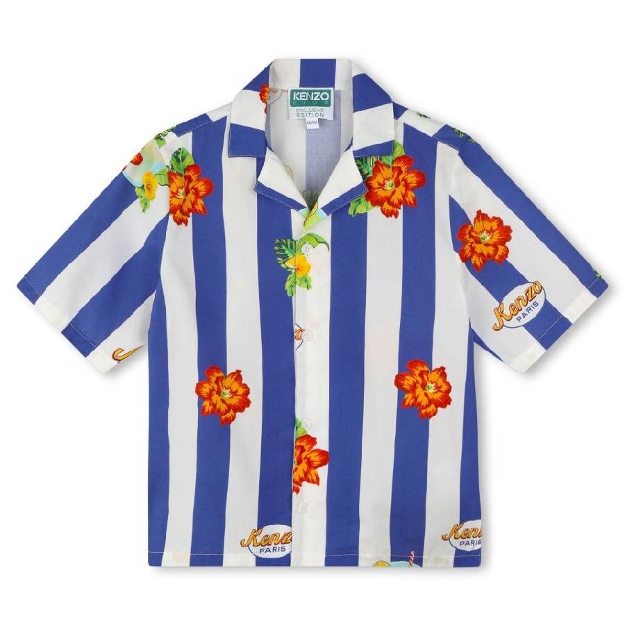 Kenzo Boys Floral-Print Cotton Shirt
