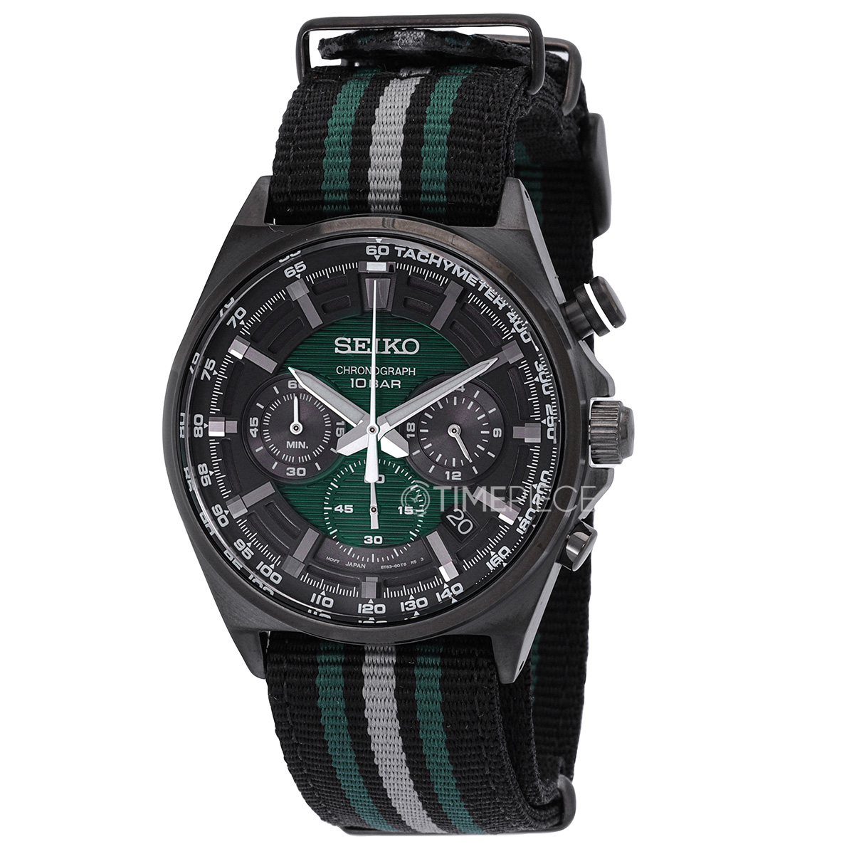 Seiko Chronograph Quartz Green Dial Mens Watch SSB411P1