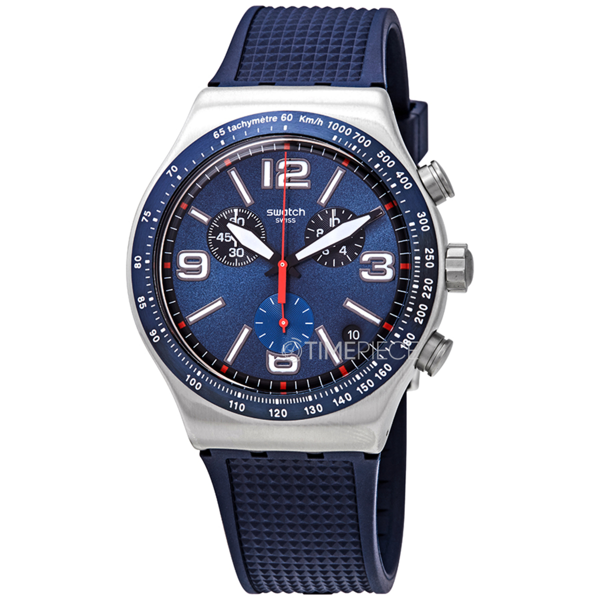 Swatch YVS454 Blue Grid Mens Chronograph Quartz Watch