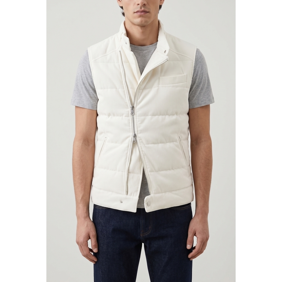 Brunello Cucinelli White Down Quilted Vest