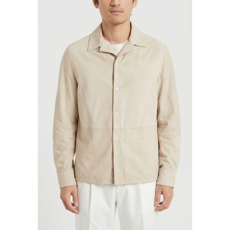 Brunello Cucinelli Beige Leather Relaxed Jacket