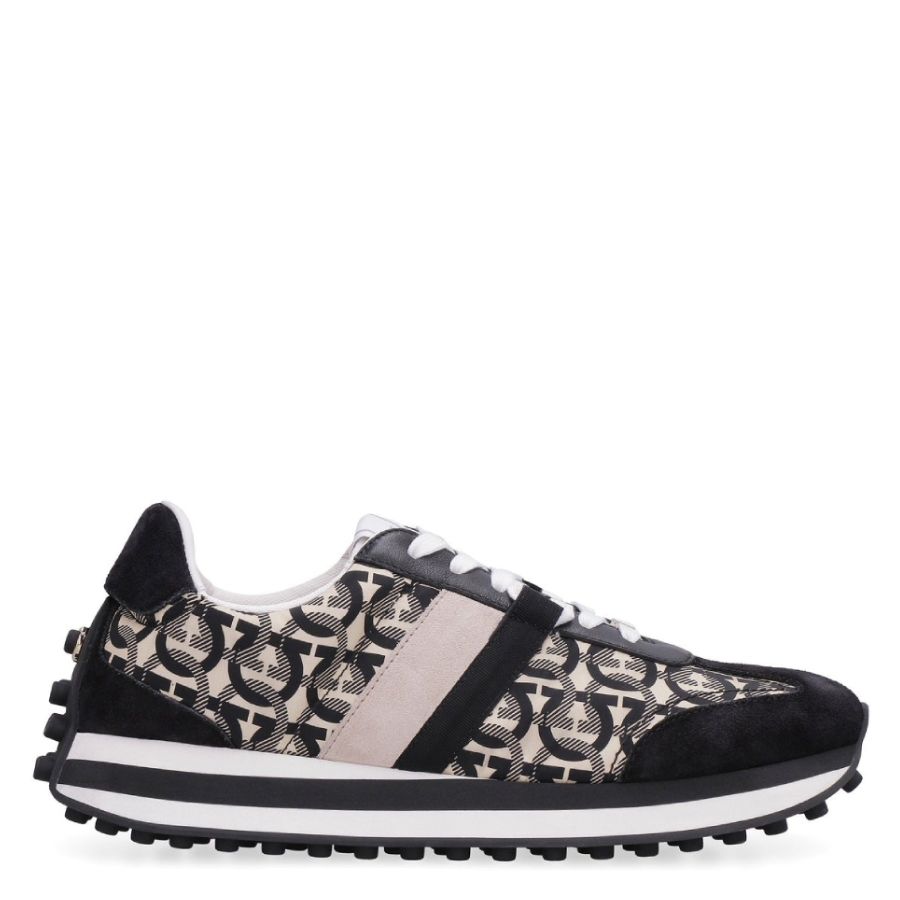 Ferragamo Black Iulia Gancini Print Low-Top Sneakers