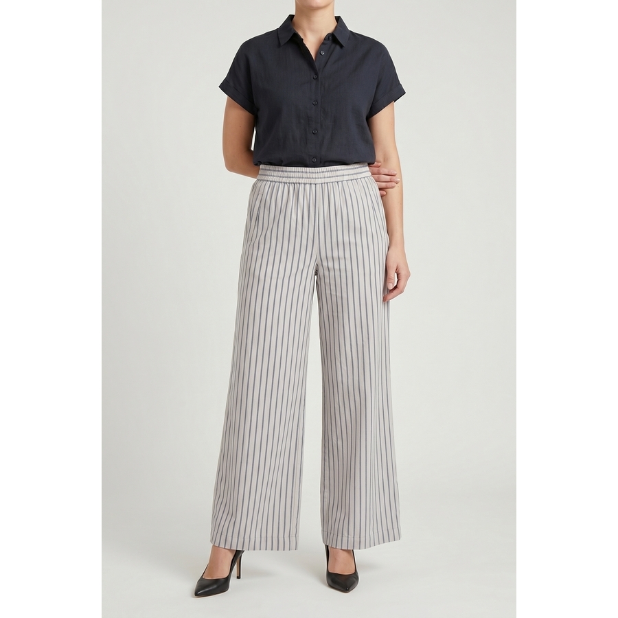 Brunello Cucinelli Off White Striped Wide Trousers