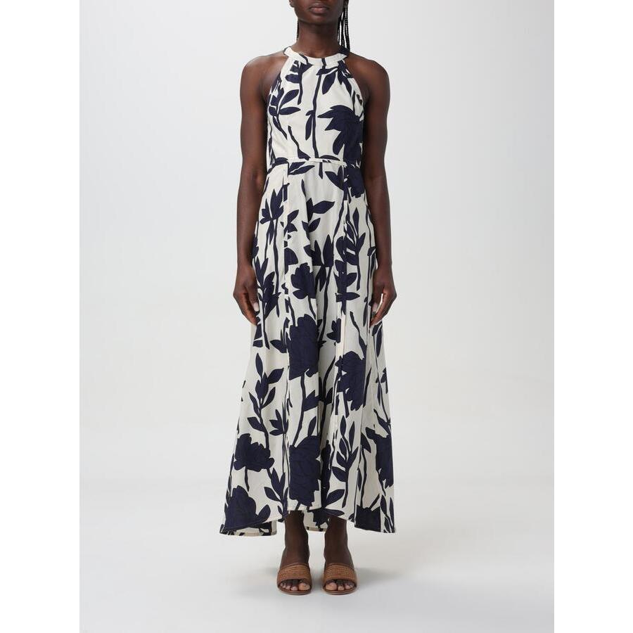 Brunello Cucinelli Blue Floral Cotton Halter Dress