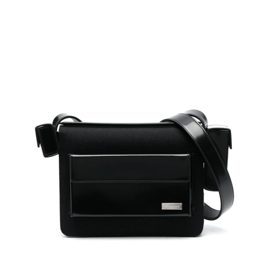 Ferragamo Multi-Pocket Zipped Calf Leaather Shoulder Bag