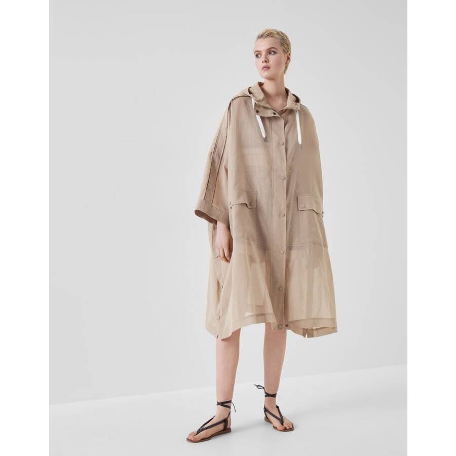 Brunello Cucinelli Women'S Medium Brown Oversized Hooded Coat