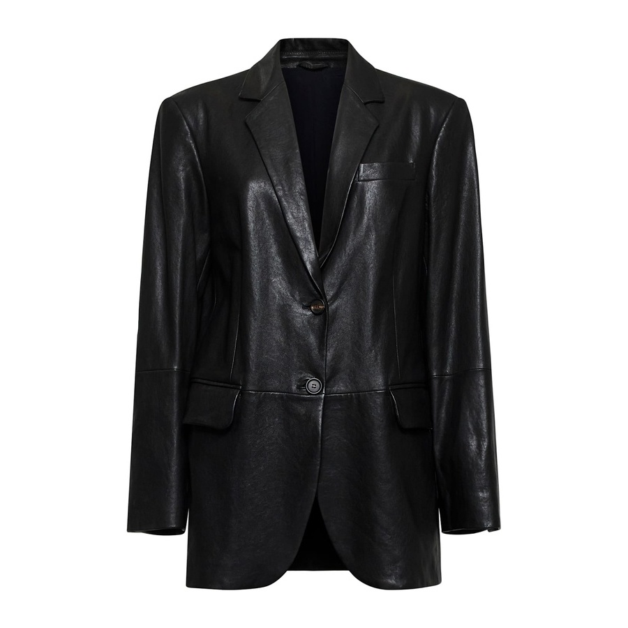 Brunello Cucinelli Women's Black Leather Blazer