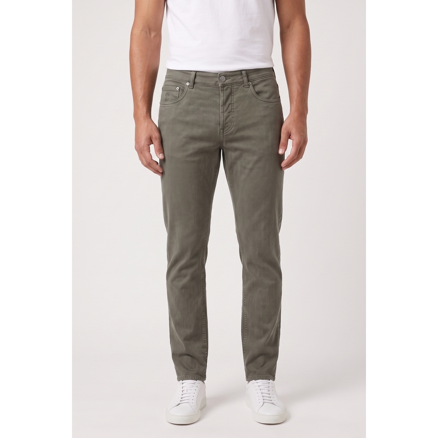 Brunello Cucinelli Men's Sage Cotton Traditional Trousers