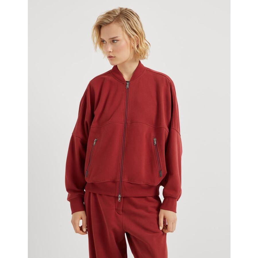 Brunello Cucinelli Women's Rust Zip Front Oversized Sweater