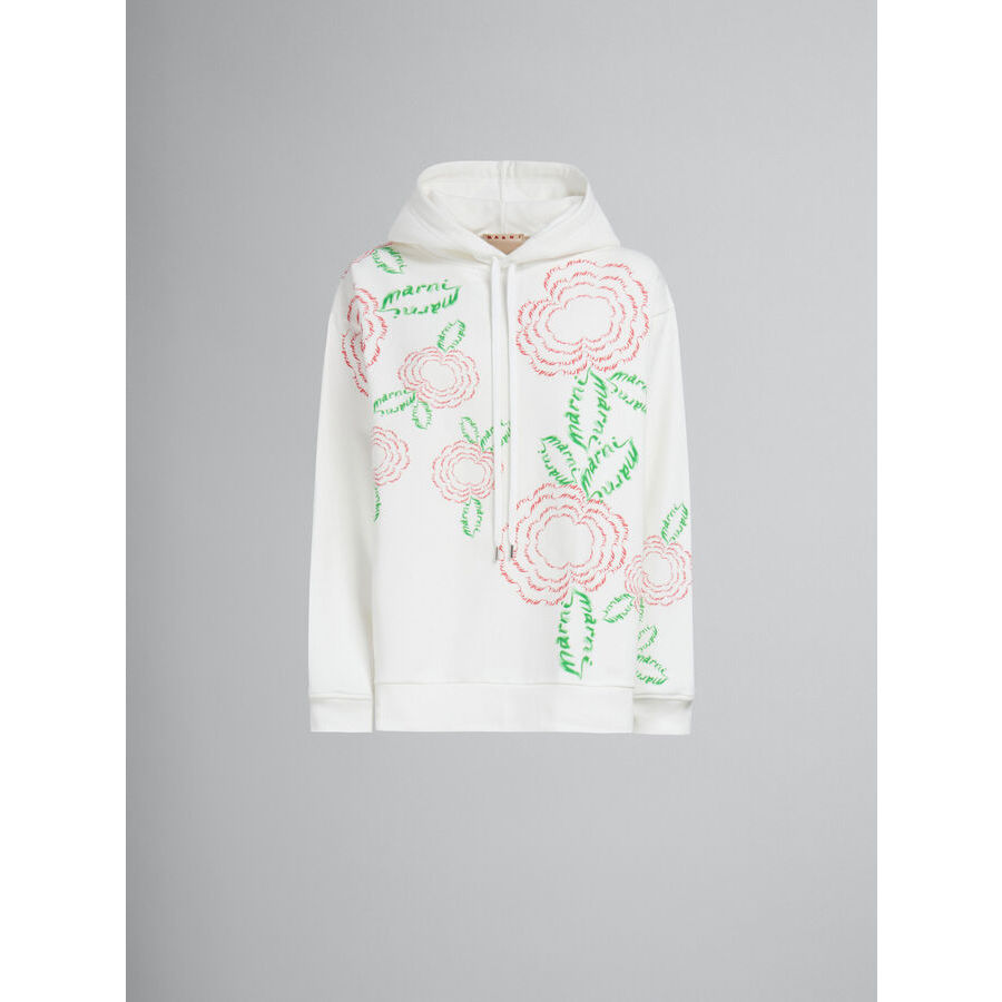Marni Women's Natural White Floral Embroidered Hoodie