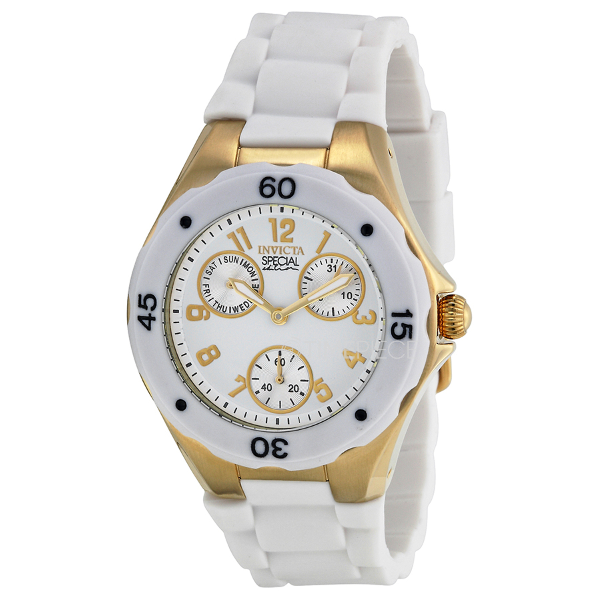 Invicta Angel Multi-Function White Sunray Dial White Silicone