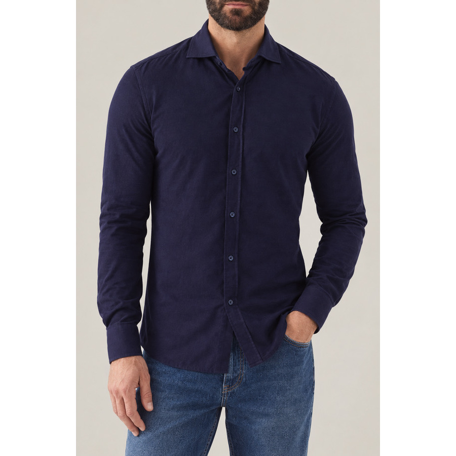 Brunello Cucinelli Men's Navy Cotton Button Down Shirt