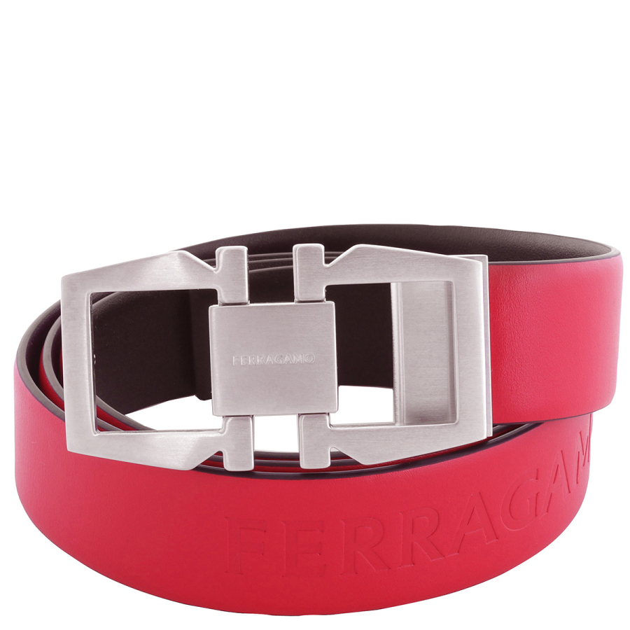 Ferragamo Gancini Buckle Debossed Logo Leather Belt