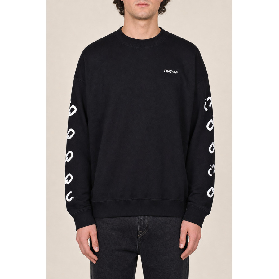 Off-White Mens Black Cotton Crewneck Sweater