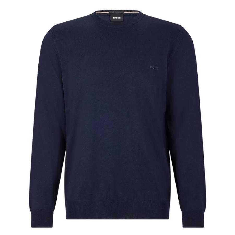 Hugo Boss Embroidered Logo Long Sleeve Wool Sweater