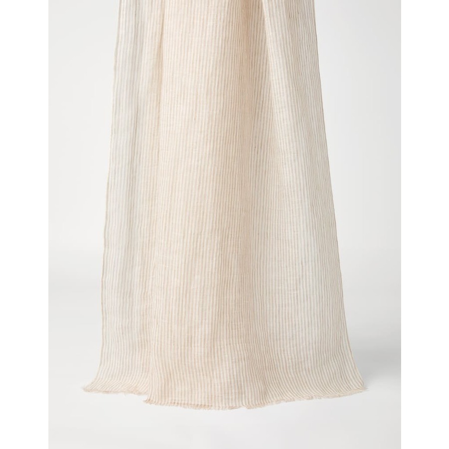 Brunello Cucinelli Womens Beige Linen Striped Scarf