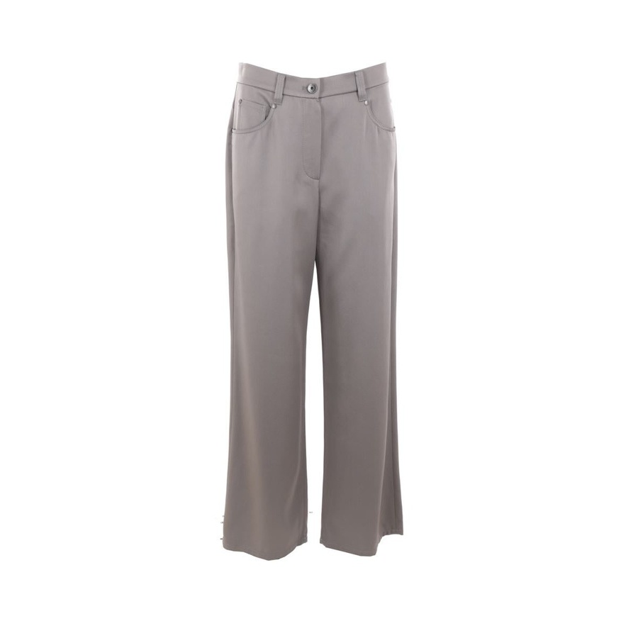 Brunello Cucinelli Iron Wide-Leg Tailored Trousers