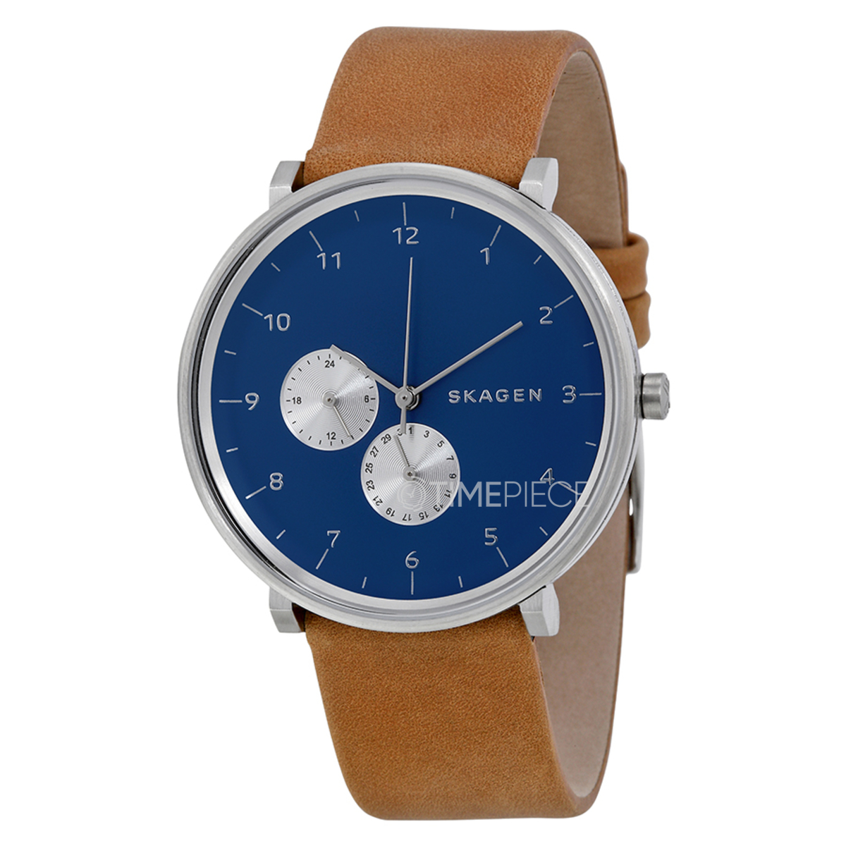 Skagen Hald Blue Dial Tan Leather Mens Watch SKW6167